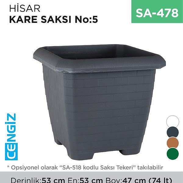 HİSAR KARE SAKSI NO:5 TABAKSIZ (74 LT) (HK05)