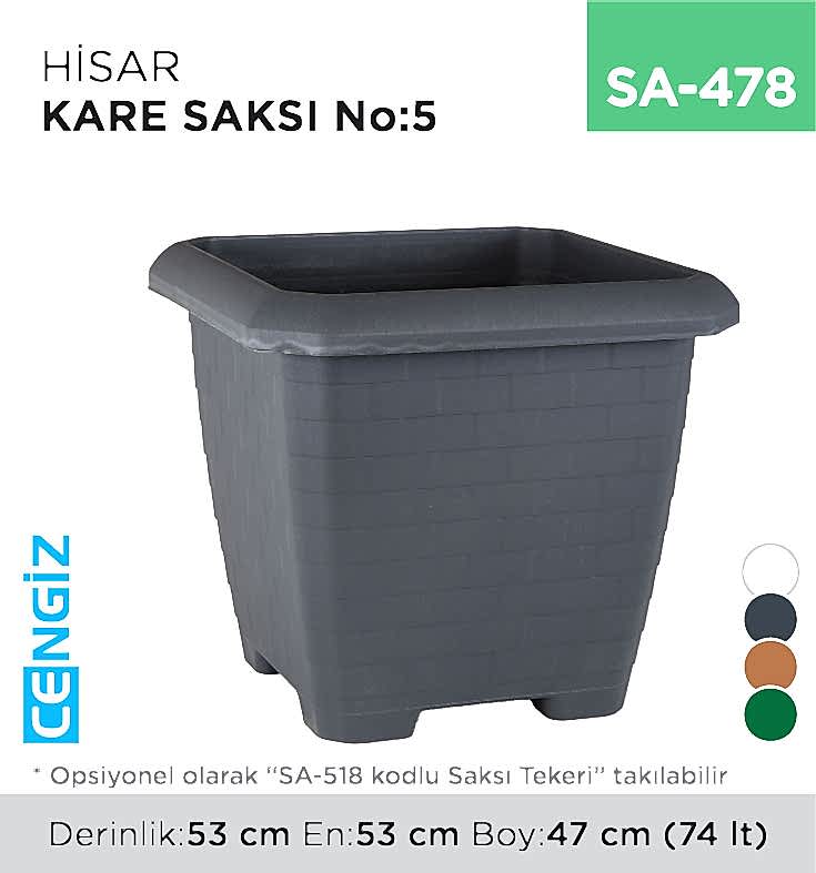SA-478_66acd6d9e2e92a7f96323ae0fd020906 HİSAR KARE SAKSI NO:5 TABAKSIZ (74 LT) (HK05)