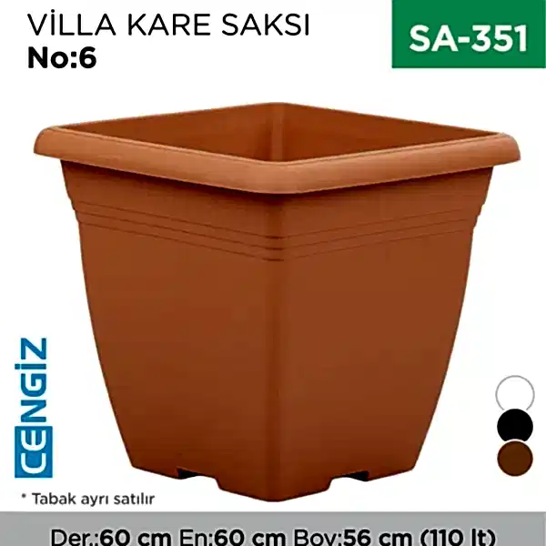 VİLLA KARE SAKSI NO:6 TABAKSIZ (110 LT) (VKS6)